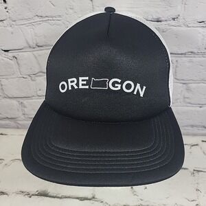 Oregon Trucker Hat Mens OS Black White Mesh Snapback Ball Cap By BIG X Flaw